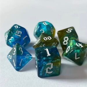 Chameleon Game Dice in Blue & Green